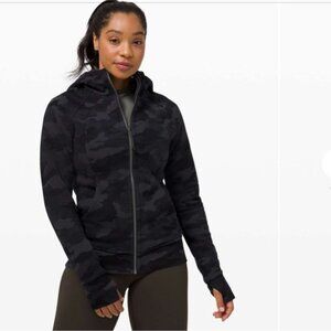 Lululemon Scuba Hoodie Light Cotton Fleece Jacket Pockets Zip Camo Deep Coal 10